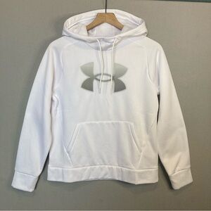UNDER ARMOUR WOMENS HOODIE, SZ-SM, WHITE, W/GRAY EMBLEM ON FRONT